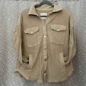 Altar’d State Tan Button up Shirt/Jacket with pockets size Small